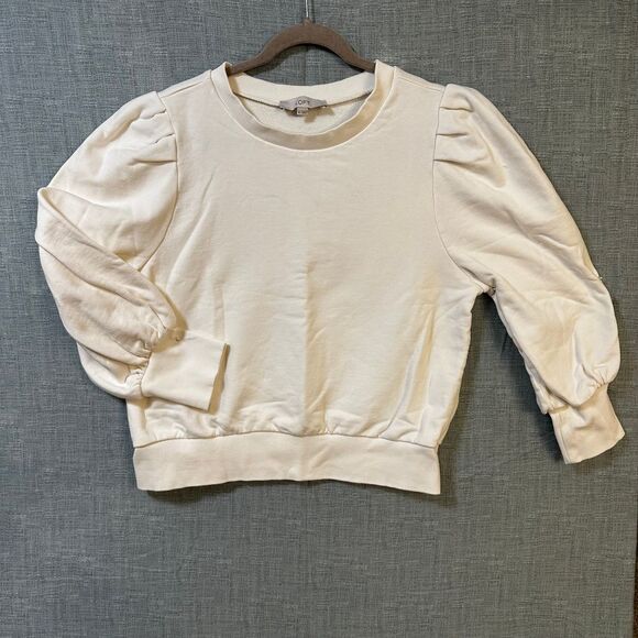 LOFT Tops - LOFT Cream Puff Sleeve Sweatshirt Romantic Cottagecore Statement Sleeve Pullover